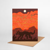 Coyote Desert– Blank Greeting Card Nature Illustration 