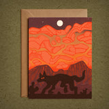Coyote Desert– Blank Greeting Card Nature Illustration 