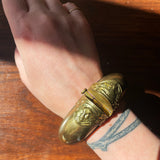 Vintage Repoussé Brass Hinged Bracelet