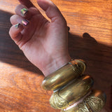 Vintage Repoussé Brass Hinged Bracelet