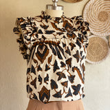 Ulla Johnson Ruffle Trim Printed Top