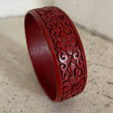 Vintage Carved Cinnabar Floral Bangle