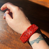 Vintage Carved Cinnabar Floral Bangle