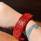 Vintage Carved Cinnabar Floral Bangle