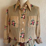 1970s "THE STRAWBERRY PLANT" SHEER COTTON BLOUSE