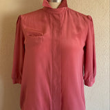 1980s ROSE SILK BLOUSE
