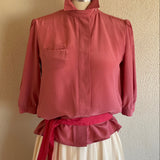 1980s ROSE SILK BLOUSE
