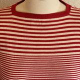 1970s Red + Cream Shrunken Knit Sweater