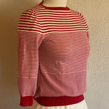 1970s Red + Cream Shrunken Knit Sweater