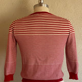 1970s Red + Cream Shrunken Knit Sweater