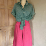 1980s Raspberry Cotton Blend Skirt