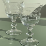 ETCHED GLASS GOBLETS (PAIR)
