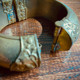 Vintage Repoussé Brass Hinged Bracelet