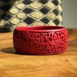 Vintage Carved Cinnabar Floral Bangle 2
