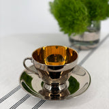 Silver Lustre Teacup & Saucer Set
