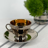 Silver Lustre Teacup & Saucer Set