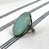 Silver Aqua Chalcedony Ring - 1990s