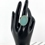 Silver Aqua Chalcedony Ring - 1990s