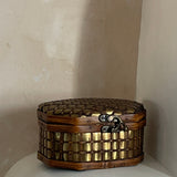 Vintage Brass + Wood  Keepsake Box