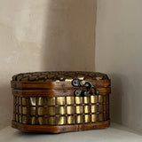 Vintage Brass + Wood  Keepsake Box