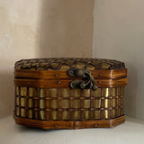 Vintage Brass + Wood  Keepsake Box