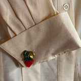 Vintage Soft Champagne Tuxedo Blouse