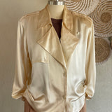 Vintage Satin Asymmetrical Blouse with Epaulettes