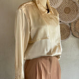 Vintage Satin Asymmetrical Blouse with Epaulettes
