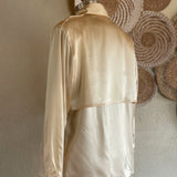 Vintage Satin Asymmetrical Blouse with Epaulettes