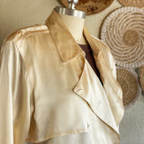 Vintage Satin Asymmetrical Blouse with Epaulettes