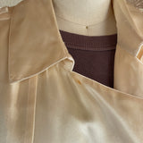 Vintage Satin Asymmetrical Blouse with Epaulettes