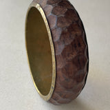Vintage Hand-Carved Wood & Brass Bangle