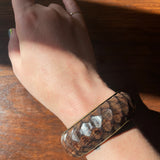 Vintage Hand-Carved Wood & Brass Bangle