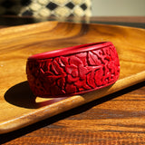 Vintage Carved Cinnabar Floral Bangle 2