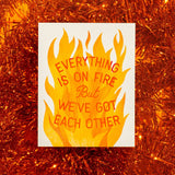 Everything Is On Fire - Risograph Greeting Card