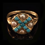 Victorian Turquoise and Pearl Ring, ANTIQUE