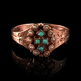Victorian Turquoise and Seed Pearl Ring, ANTIQUE